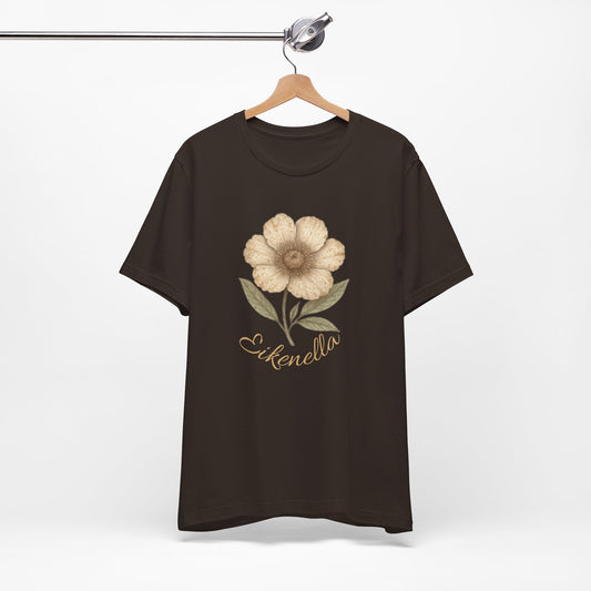 Botanical Microbiology Unisex Tee - Eikenella Corrodens Imaginary Flower Design Brown