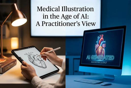 Professional header image for industry analysis: Medical Illustration in the Age of AI: A Practitioner's View