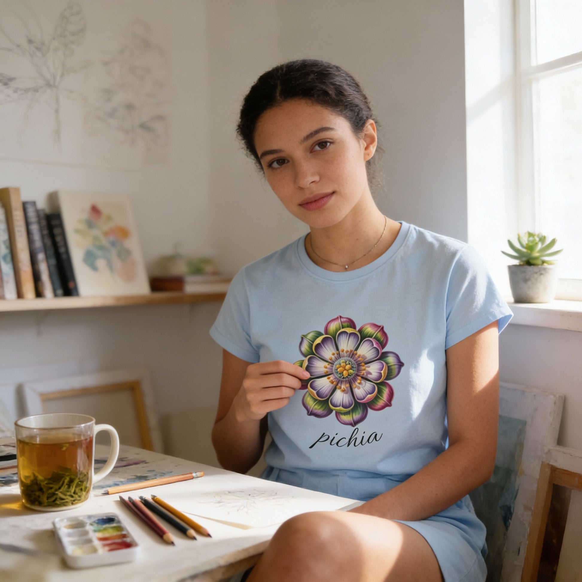 Botanical Pichia Hybrid Tee Yeast Bloom illustration view 2