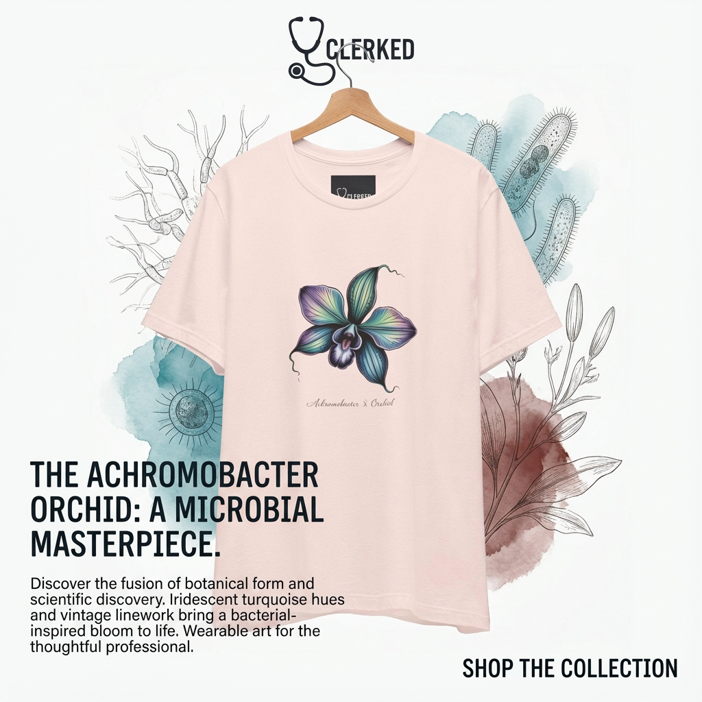 Botanical Orchid Microbial Tee turquoise floral view 6