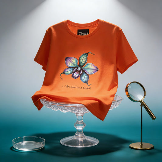 Botanical Orchid Microbial Tee turquoise floral view 2