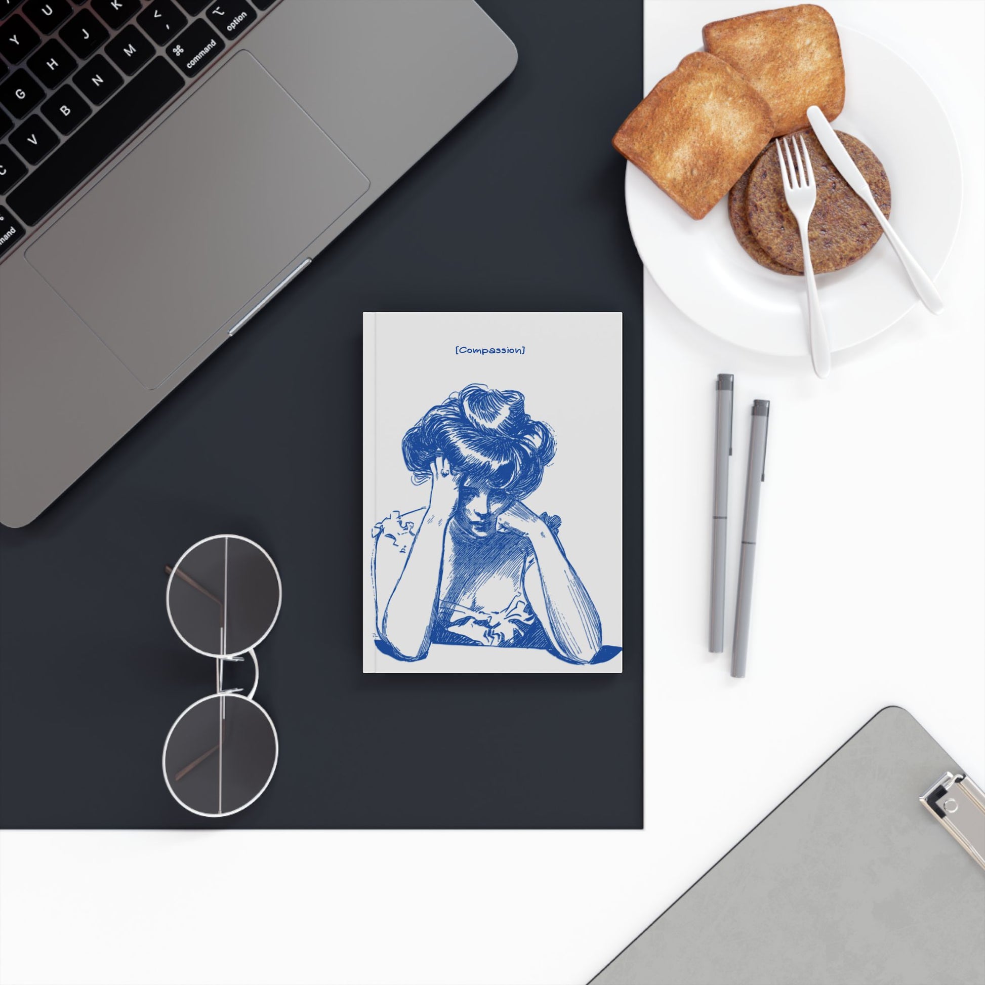 Blue Vintage Sketch Compassion Notebook unique science notebook