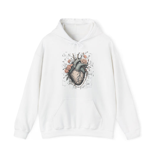 Anatomical Heart Floral Clerked Hoodie art of medicine apparel