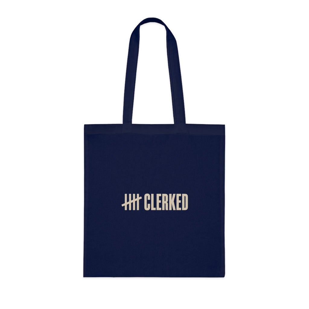 Back panel of the Clerked minimalist cotton tote bag with clean stitching