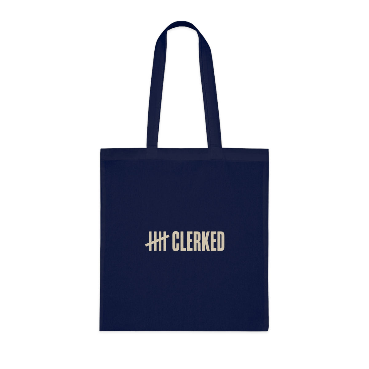 Back panel of the Clerked minimalist cotton tote bag with clean stitching