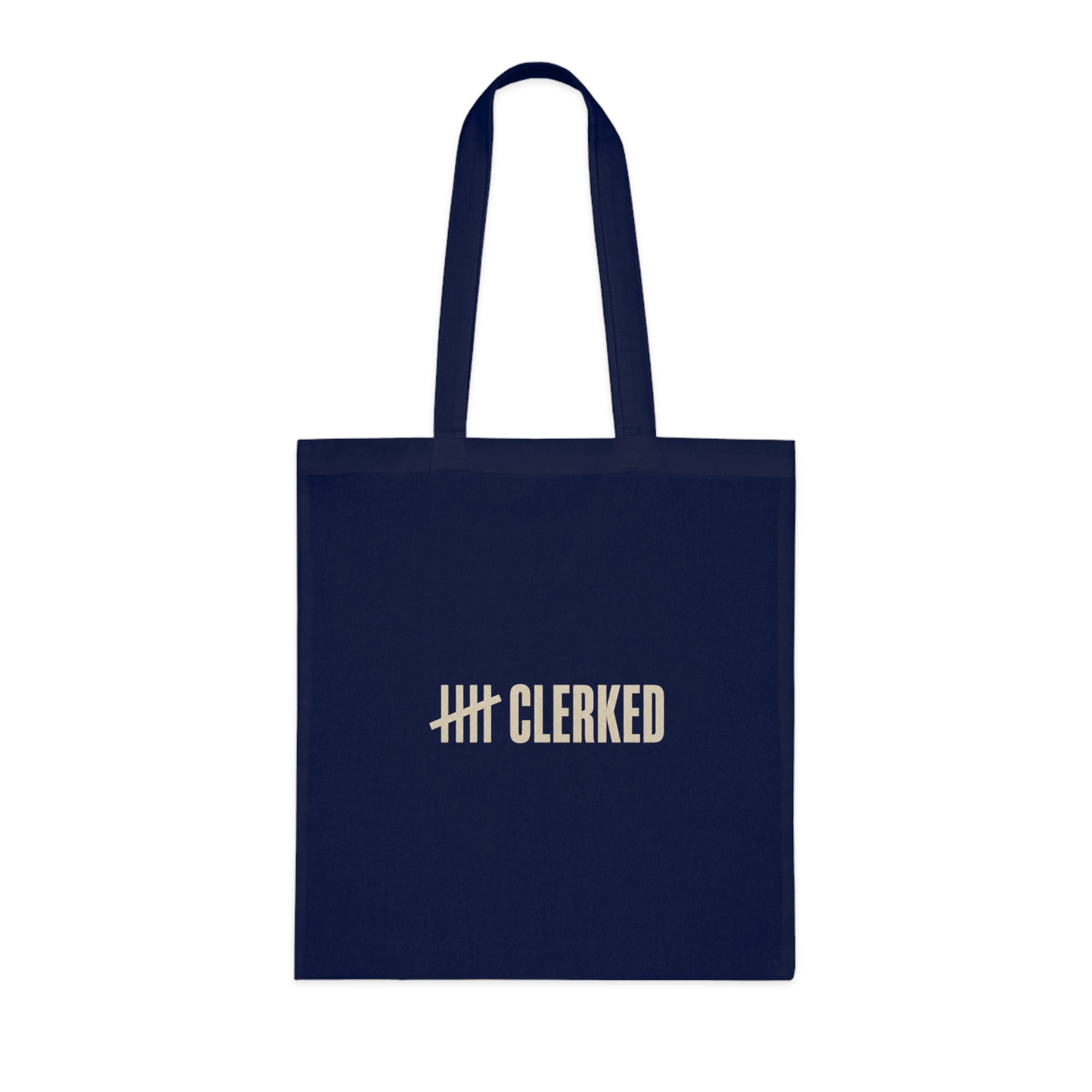 Back panel of the Clerked minimalist cotton tote bag with clean stitching