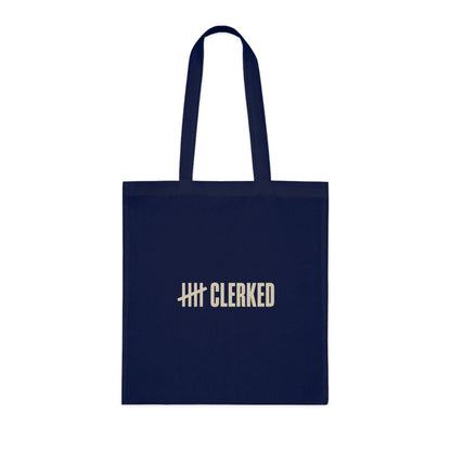 Back panel of the Clerked minimalist cotton tote bag with clean stitching