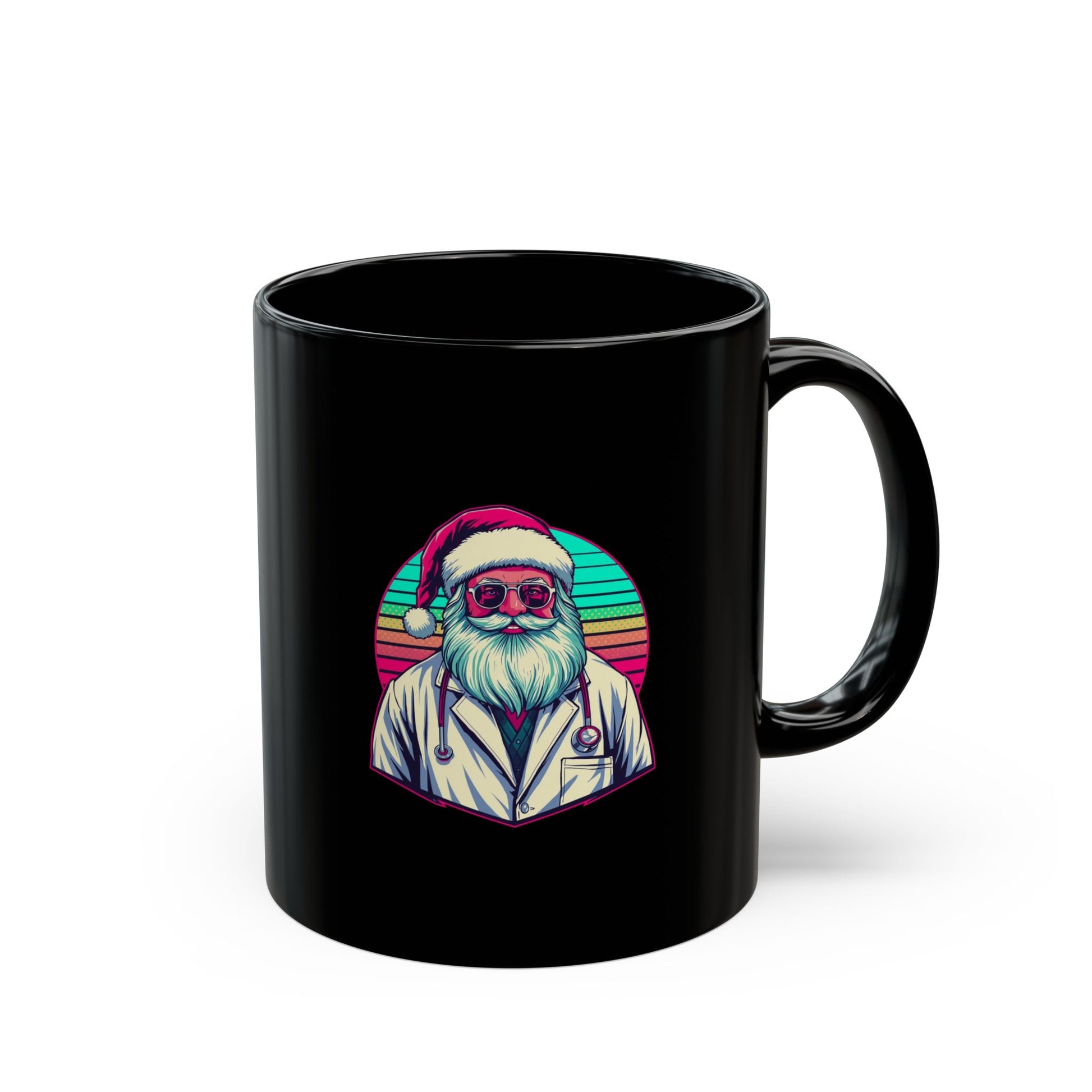 Retro Neon Santa Coffee Mug vintage cyberpunk christmas mug