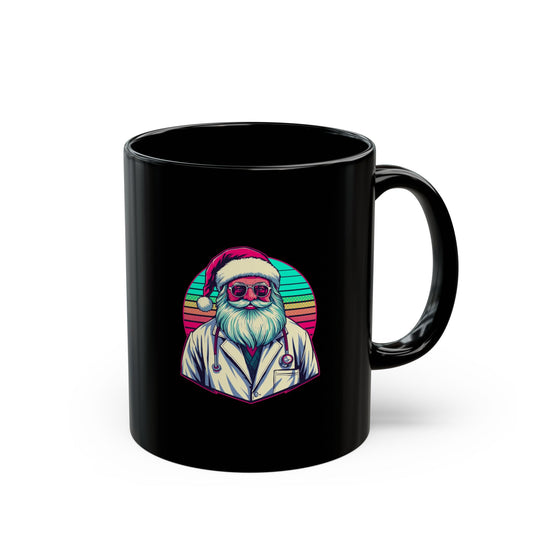 Retro Neon Santa Coffee Mug vintage cyberpunk christmas mug