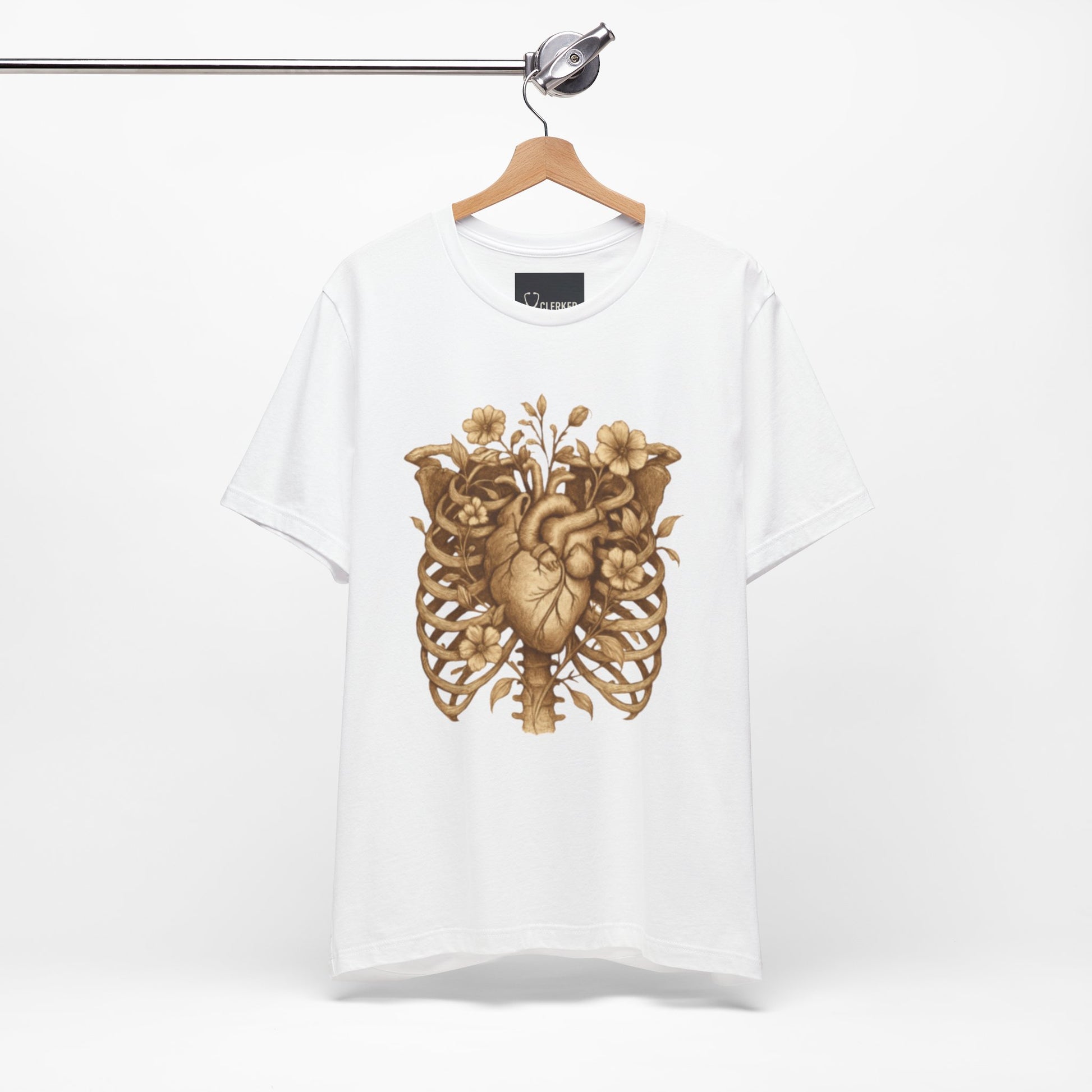 Anatomy Botanical Heart Sepia Tee - Medical Art Apparel