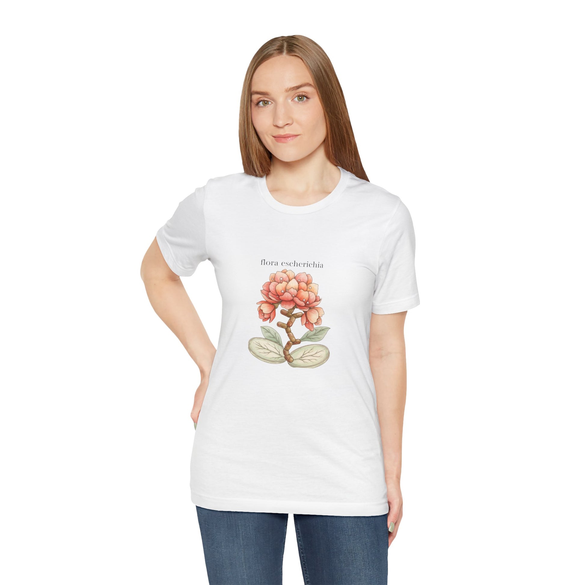 E Coli Imaginary Flower Botanical Microbiology Artistic Tee - Medical Art Apparel
