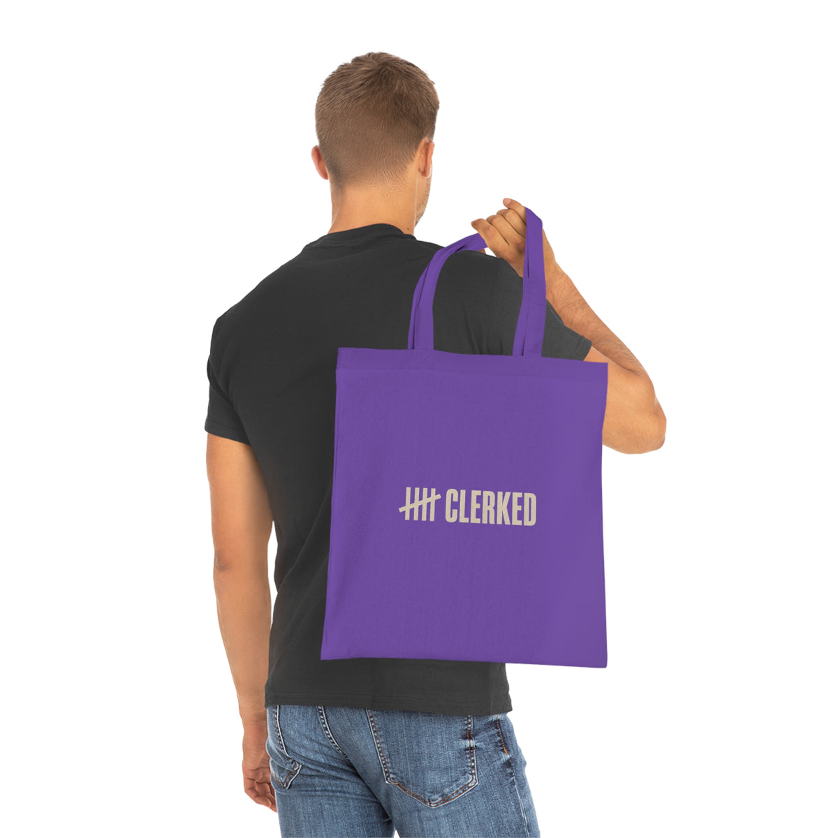 Back panel of the Clerked minimalist cotton tote bag with clean stitching