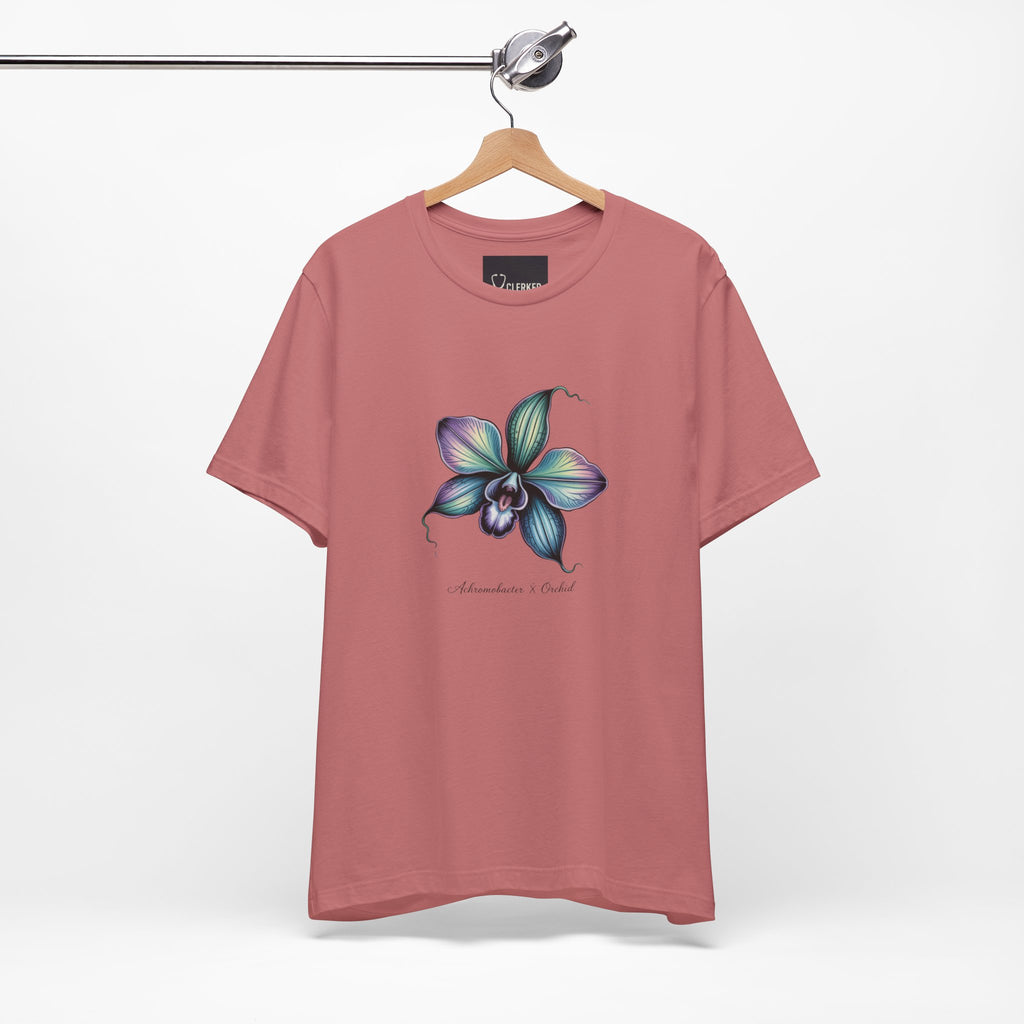 Botanical Orchid Microbial Tee turquoise floral view 7