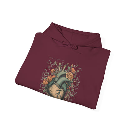 Anatomical Heart Floral Clerked Hoodie