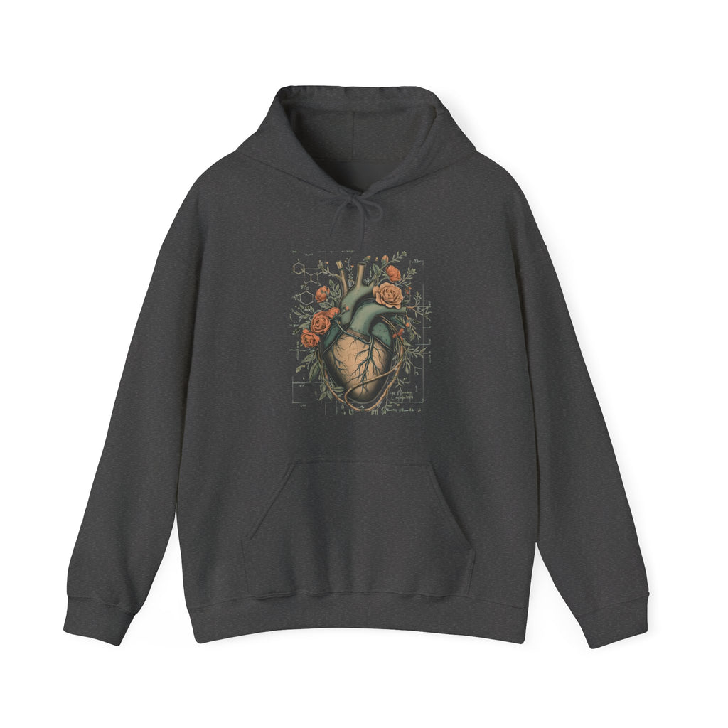 Anatomical Heart Floral Clerked Hoodie
