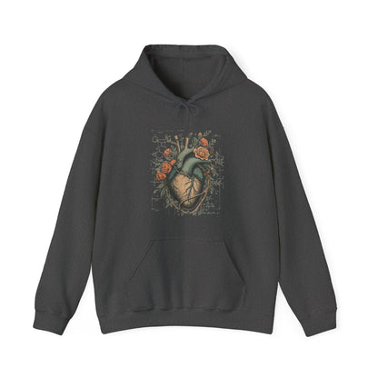Anatomical Heart Floral Clerked Hoodie