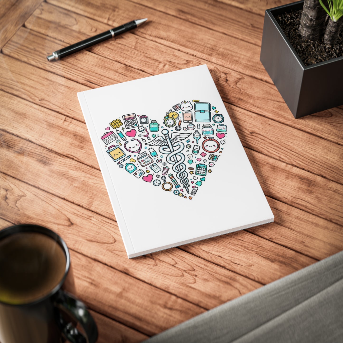 Heart Happy Caduceus Notebook unique medical career journal