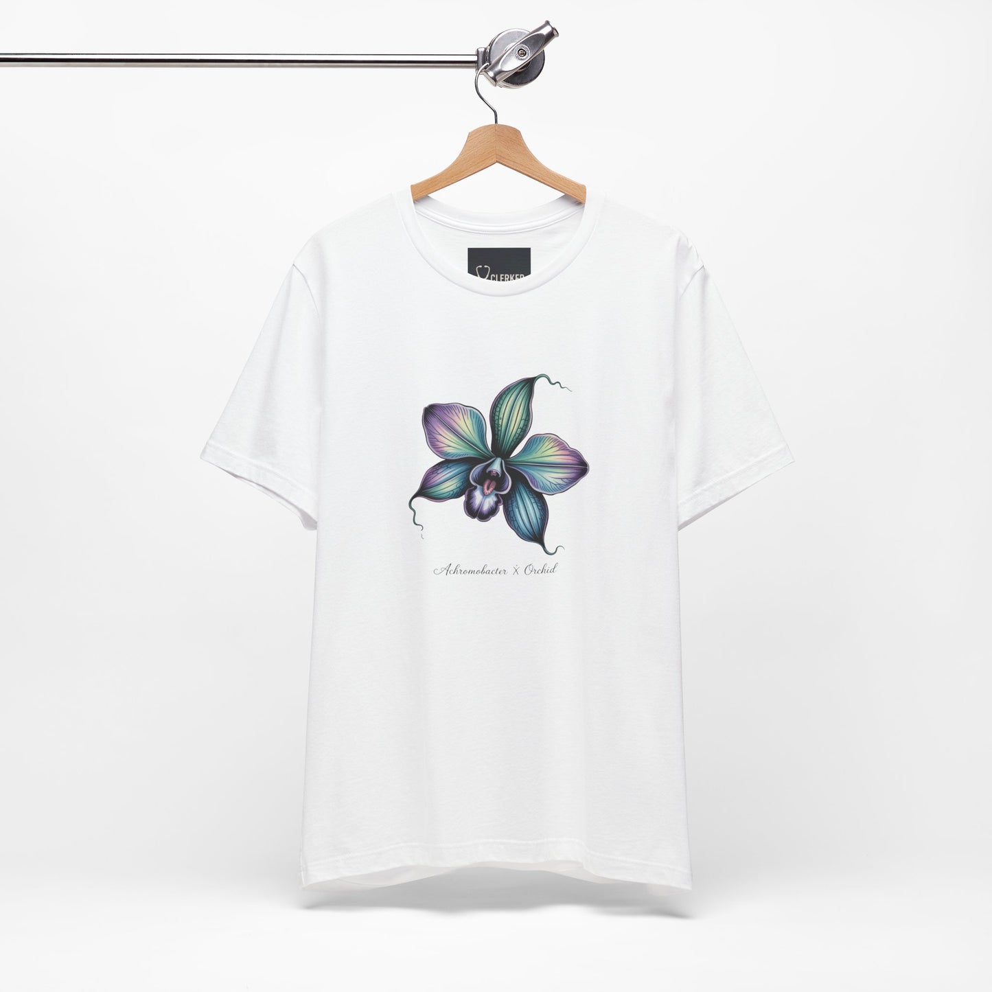 Botanical Orchid Microbial Tee turquoise floral view 4