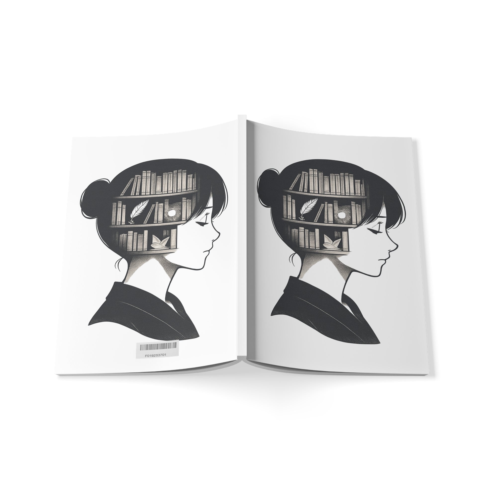 Bookish Mind Notebook monochrome illustration journal