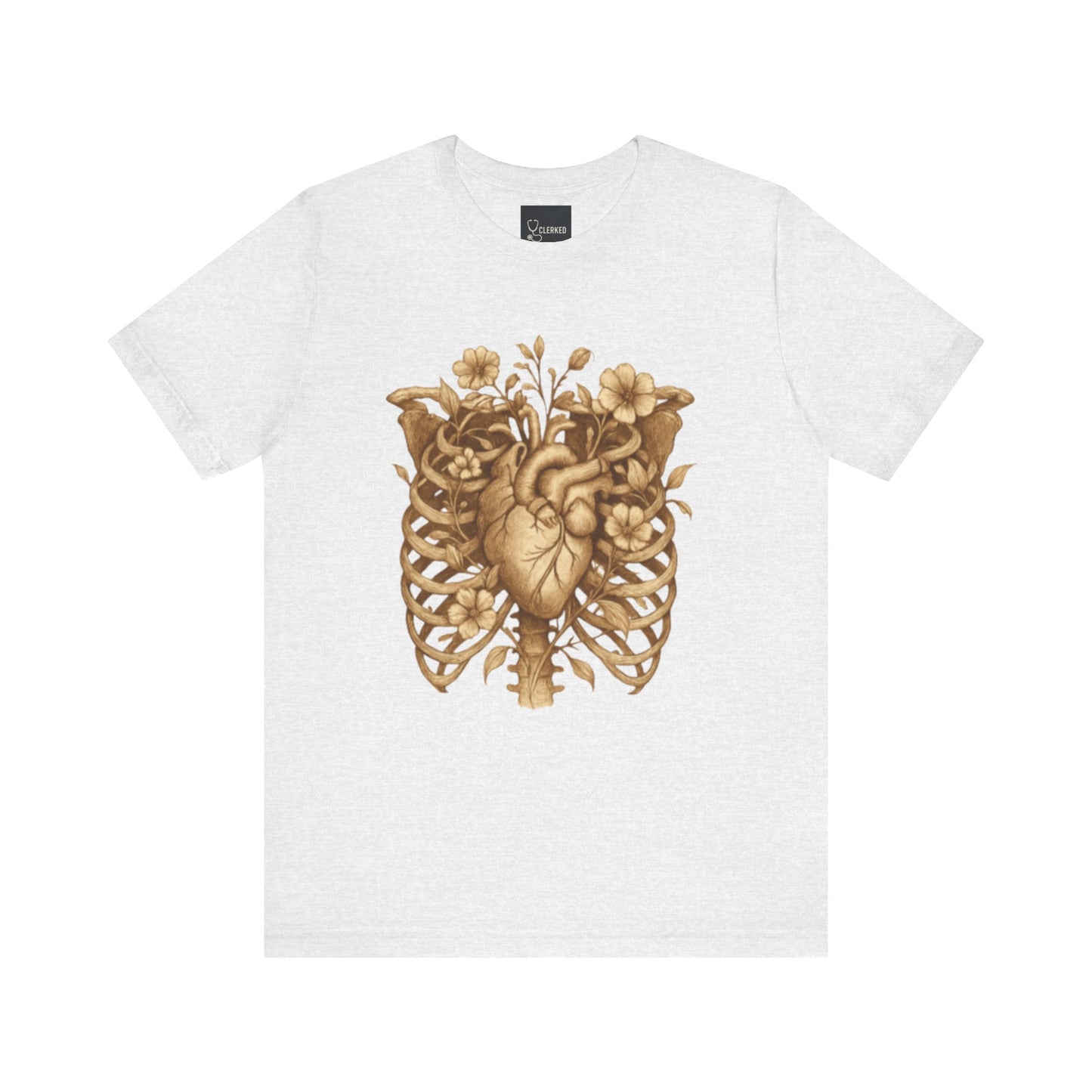 Anatomy Botanical Heart Sepia Tee unique sepia tone medical gift