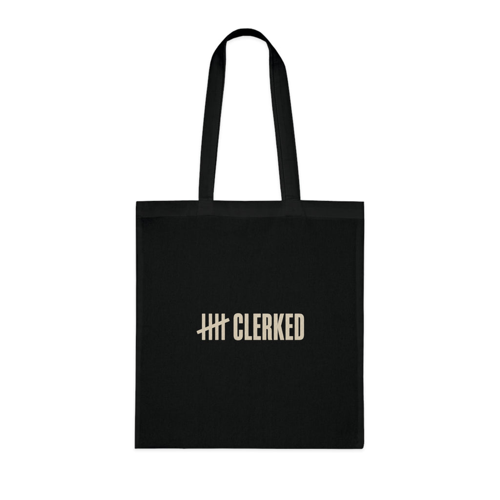Minimalist cotton tote bag carried over the shoulder while shopping