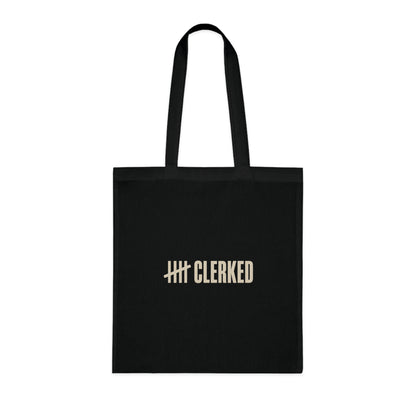 Minimalist cotton tote bag carried over the shoulder while shopping