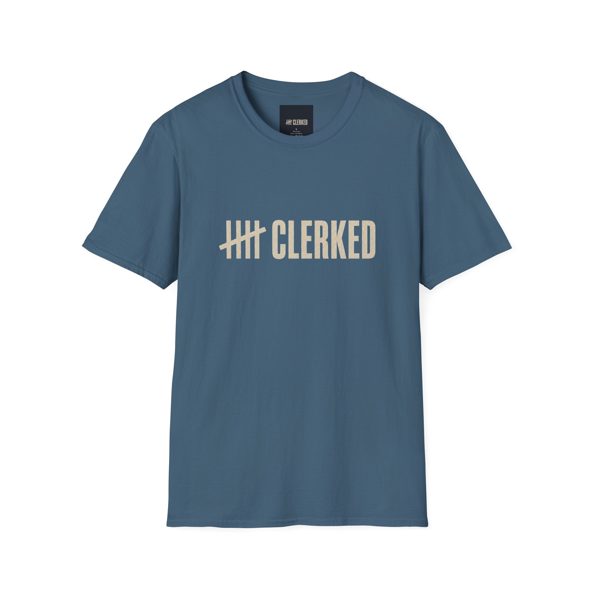 Flagship graphic tee by Clerked in premium cotton, front view