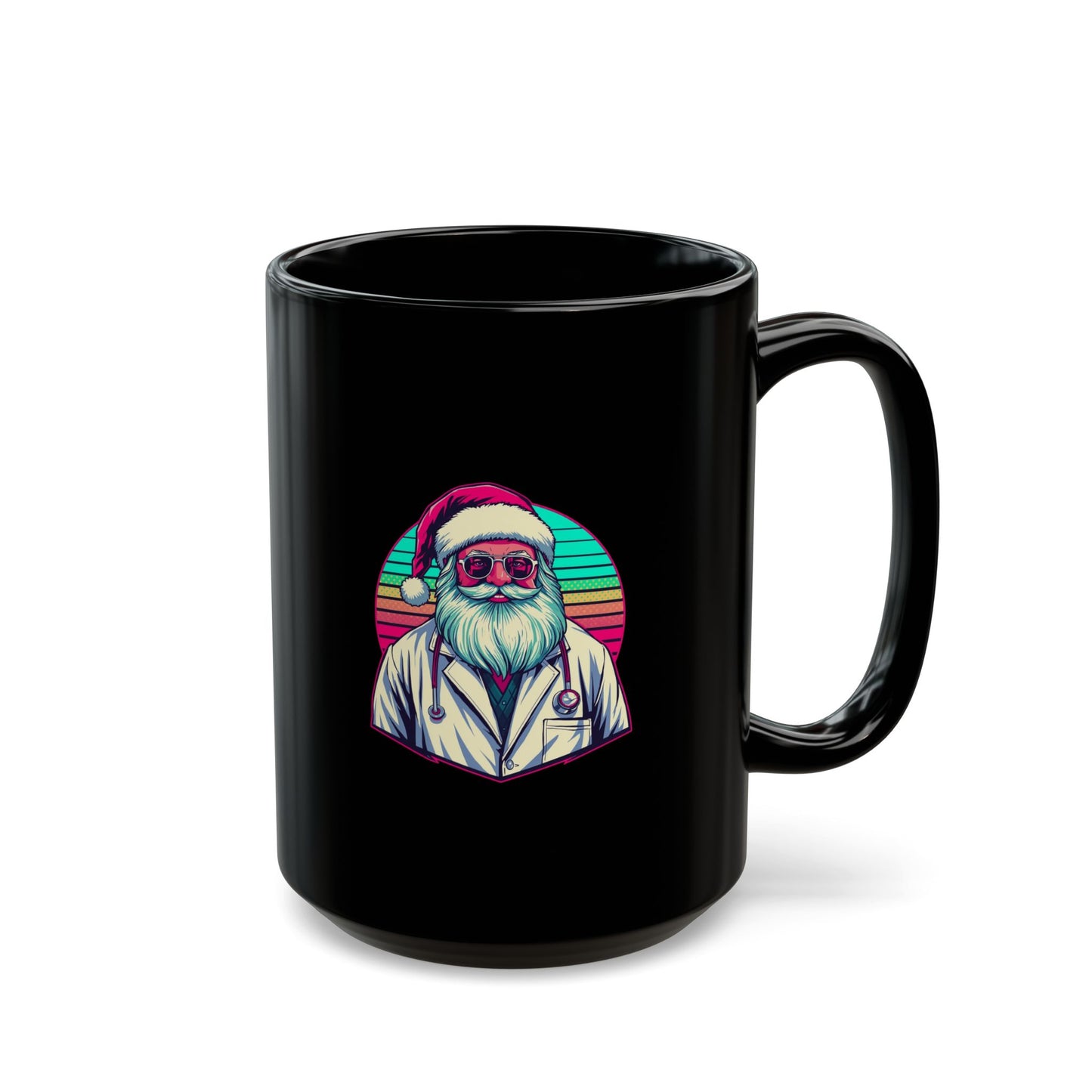 Retro Neon Santa Coffee Mug retro santa illustration mug