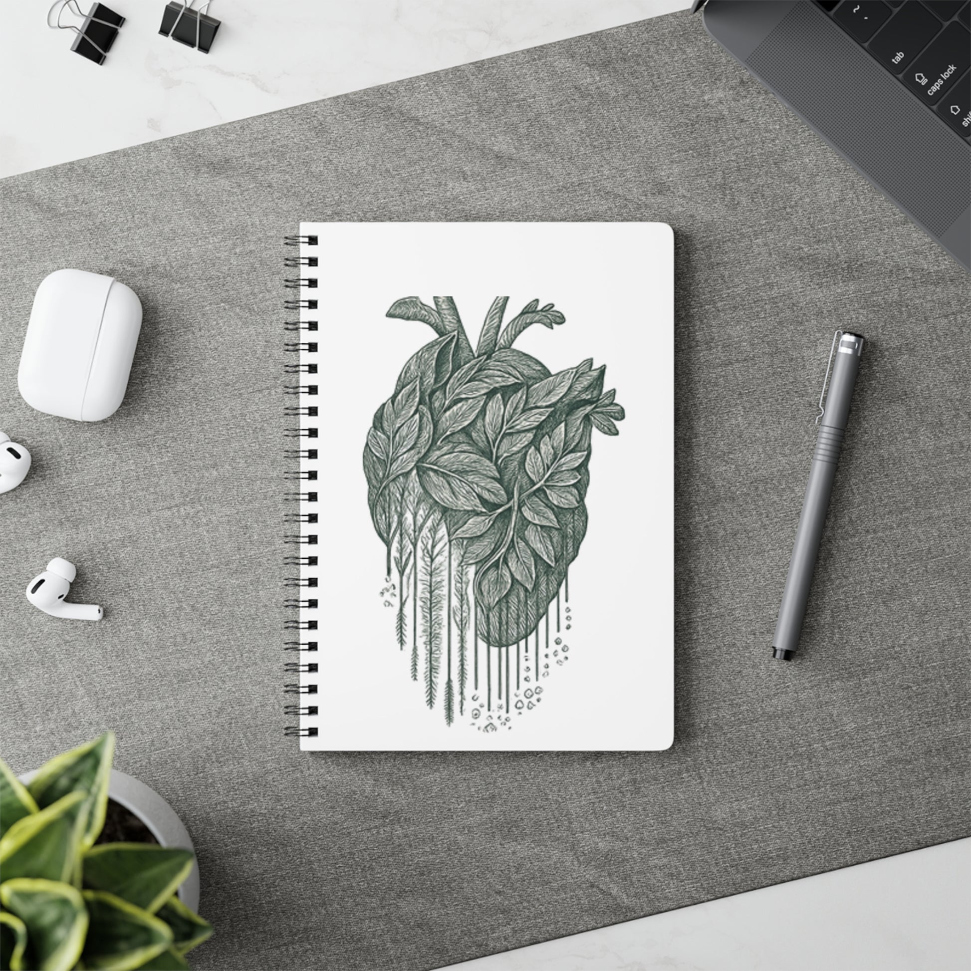 Botanical Heart Spiral Notebook healthcare worker style journal