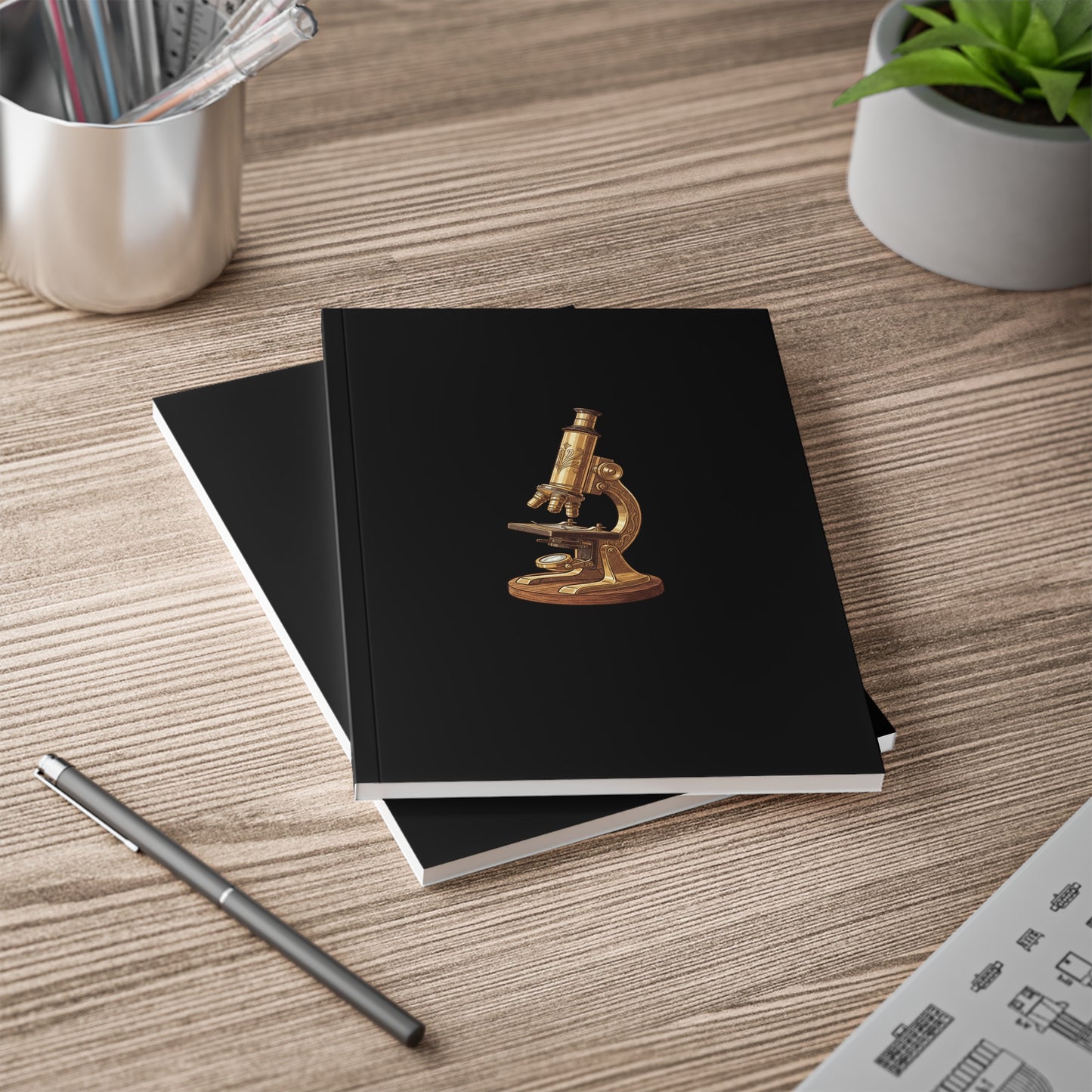 Vintage Microscope Notebook unique science illustration journal