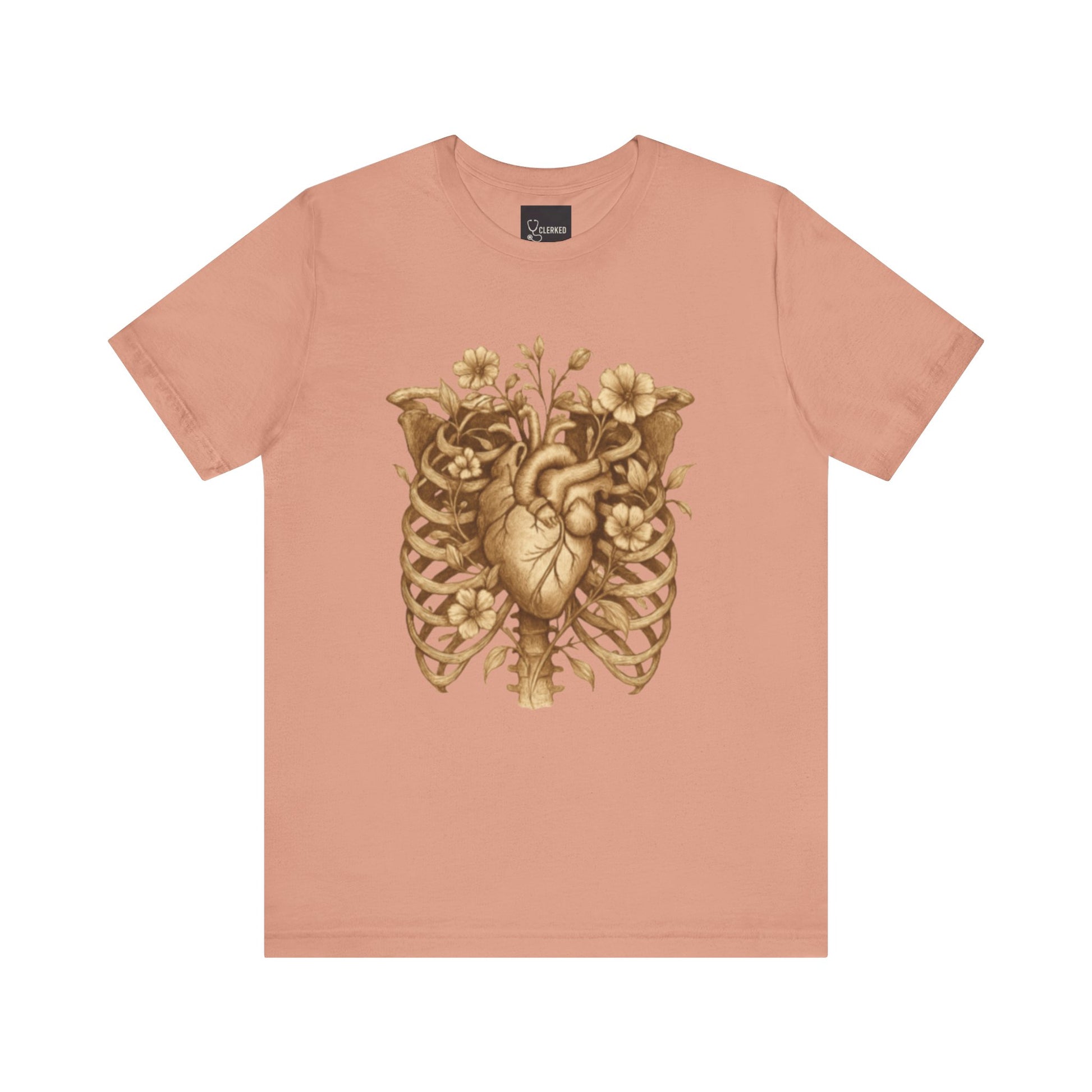 Anatomy Botanical Heart Sepia Tee anatomical illustration design shirt