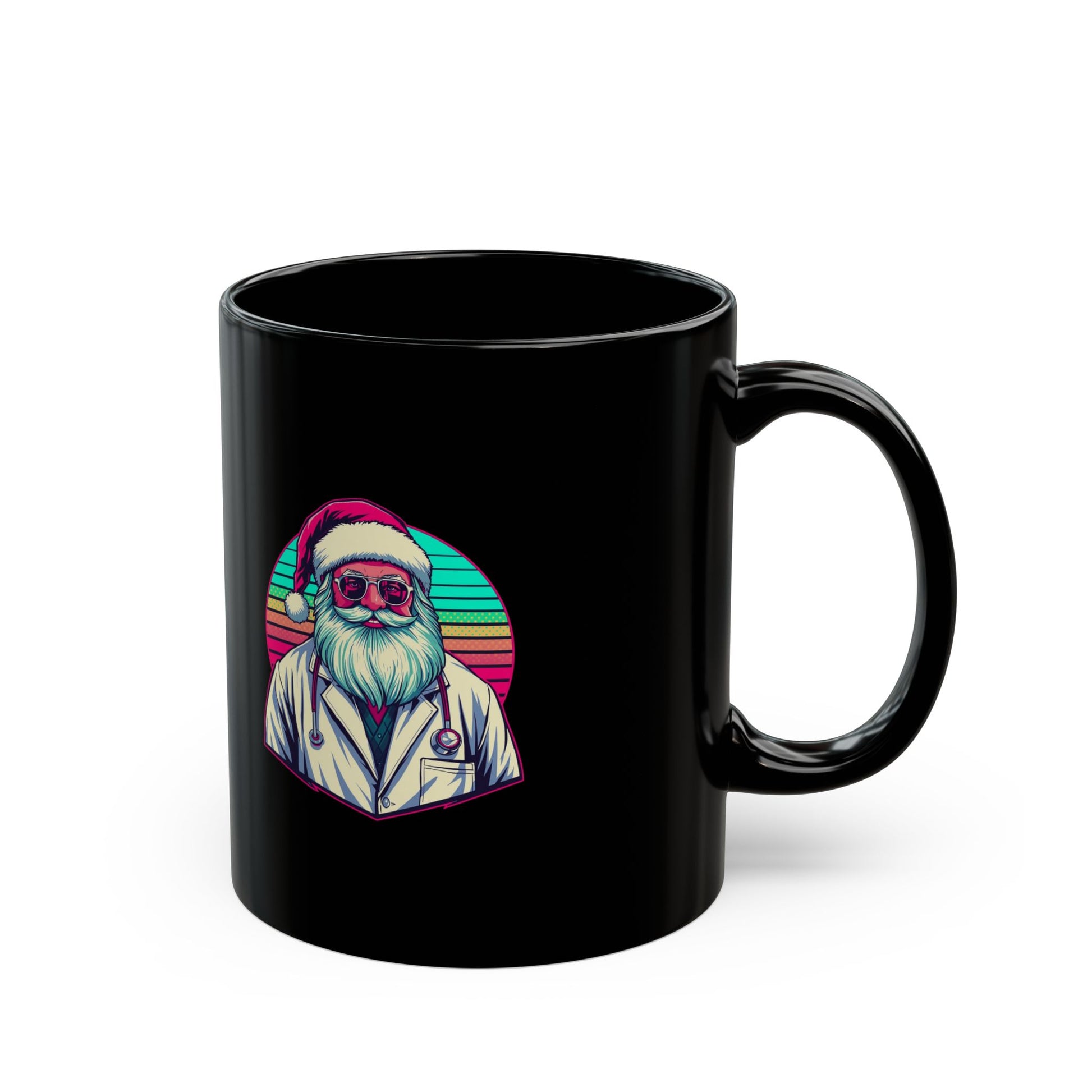 Retro Neon Santa Coffee Mug futuristic santa design mug