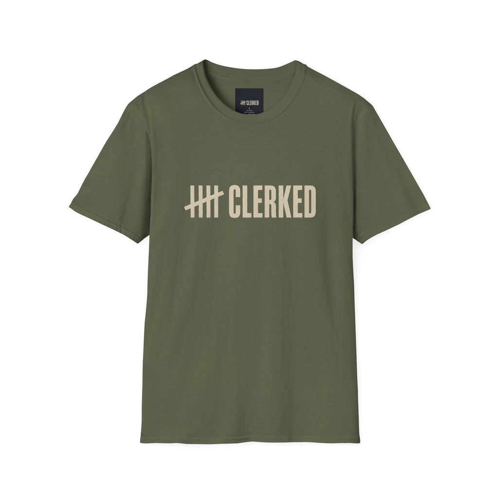 Flagship graphic tee by Clerked in premium cotton, front view