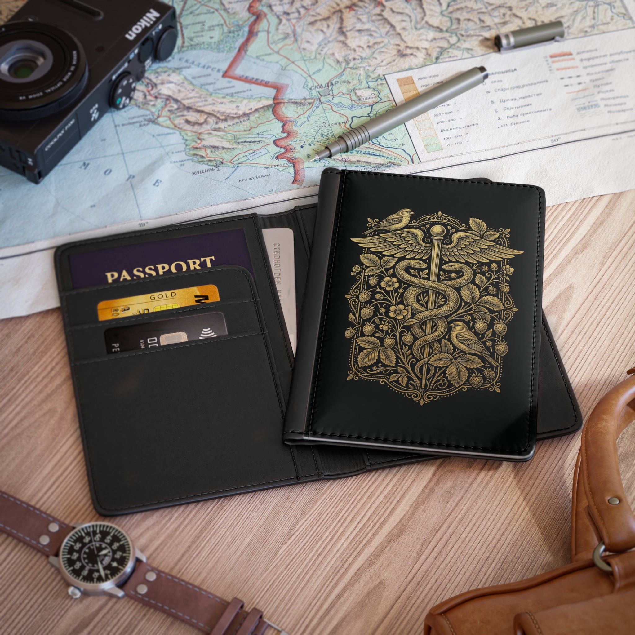 Caduceus Passport Cover – Medical Travel Wallet for Doctors & Nurses