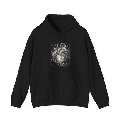 Anatomical Heart Floral Clerked Hoodie