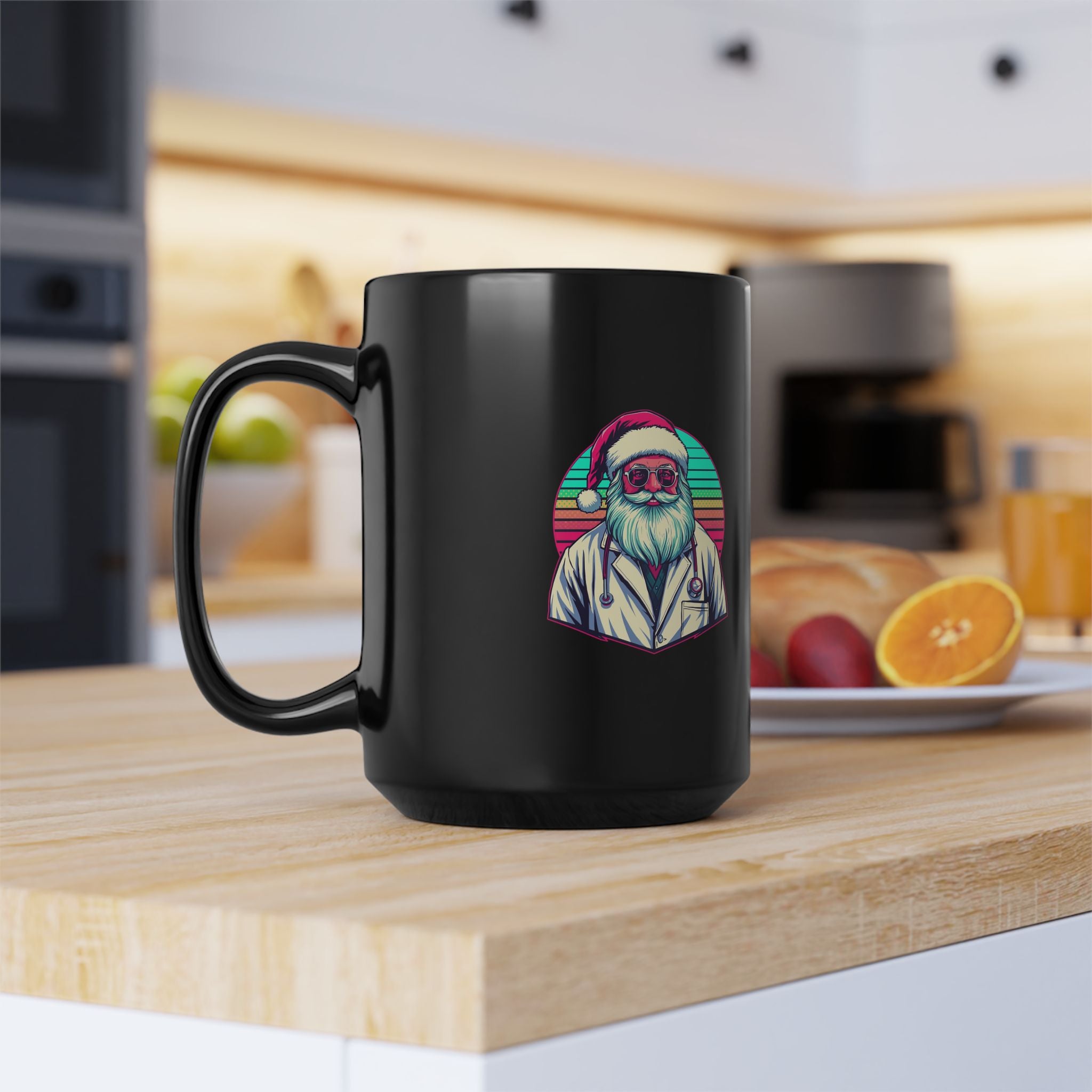 Retro Neon Santa Coffee Mug medical holiday gift mug