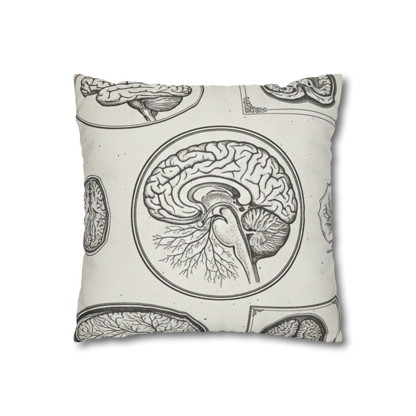 Vintage Brain Scan Throw Pillow retro medical design detail 3
