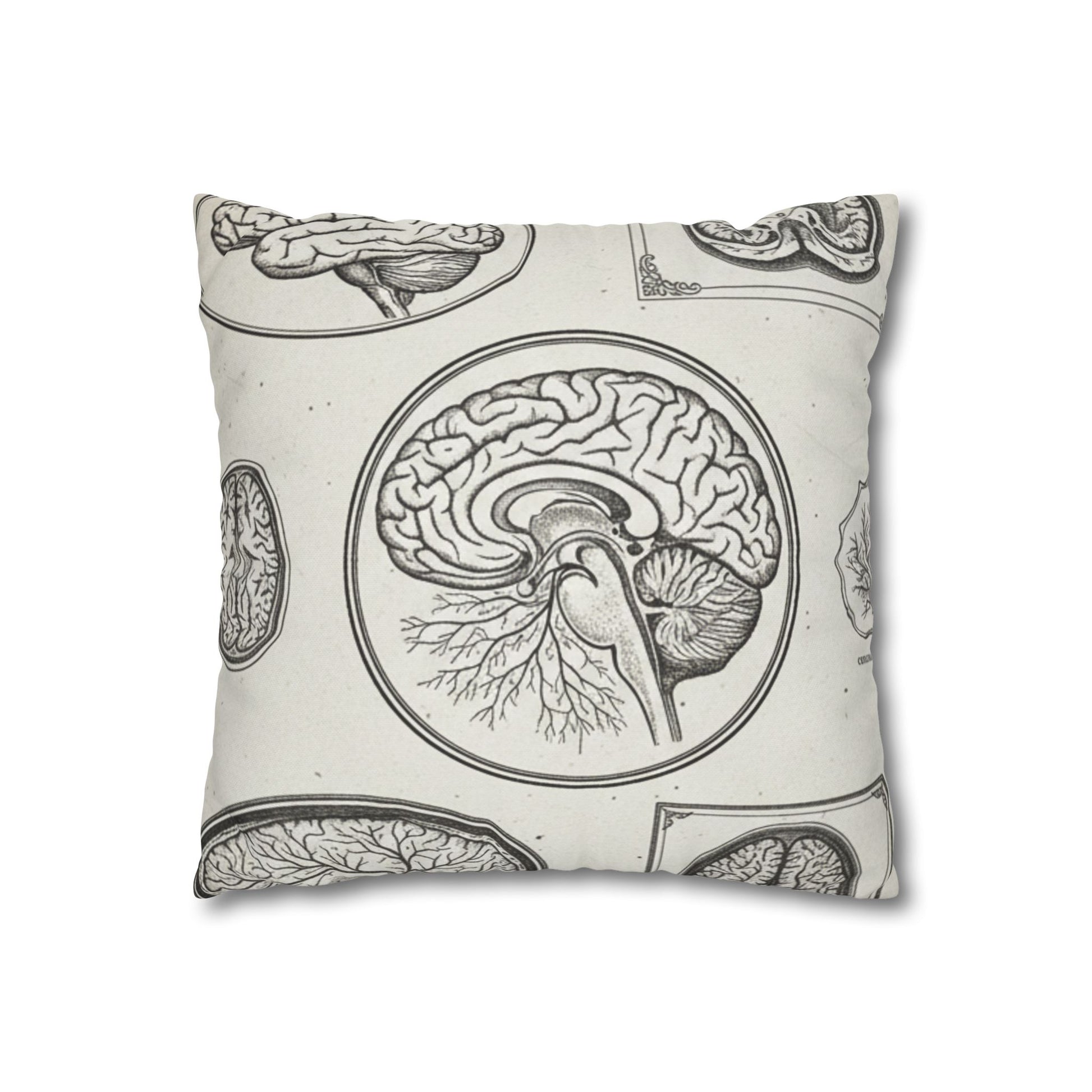 Vintage Brain Scan Throw Pillow retro medical design detail 3