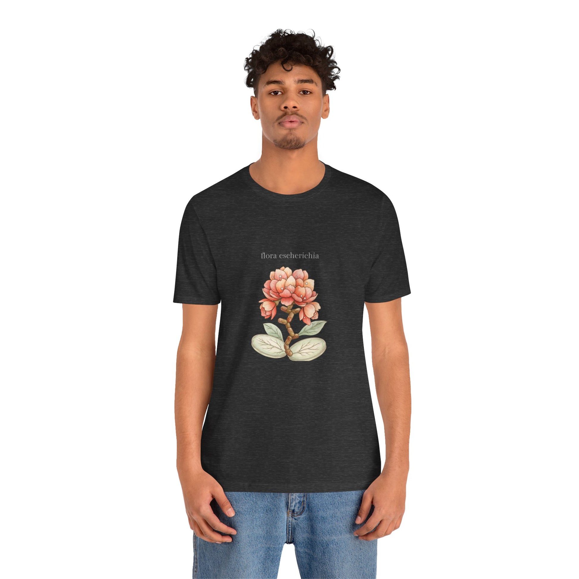 E Coli Imaginary Flower Botanical Microbiology Artistic Tee - Medical Art Apparel