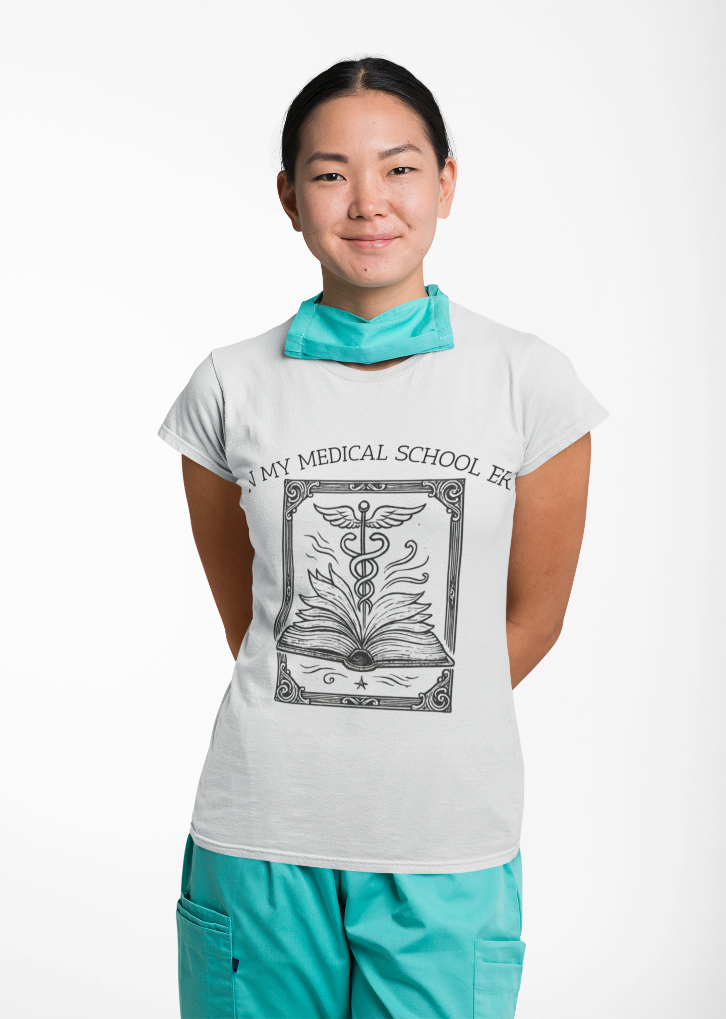 In My Medical School Era Caduceus Book Illustration Tee Art of Medicine 9