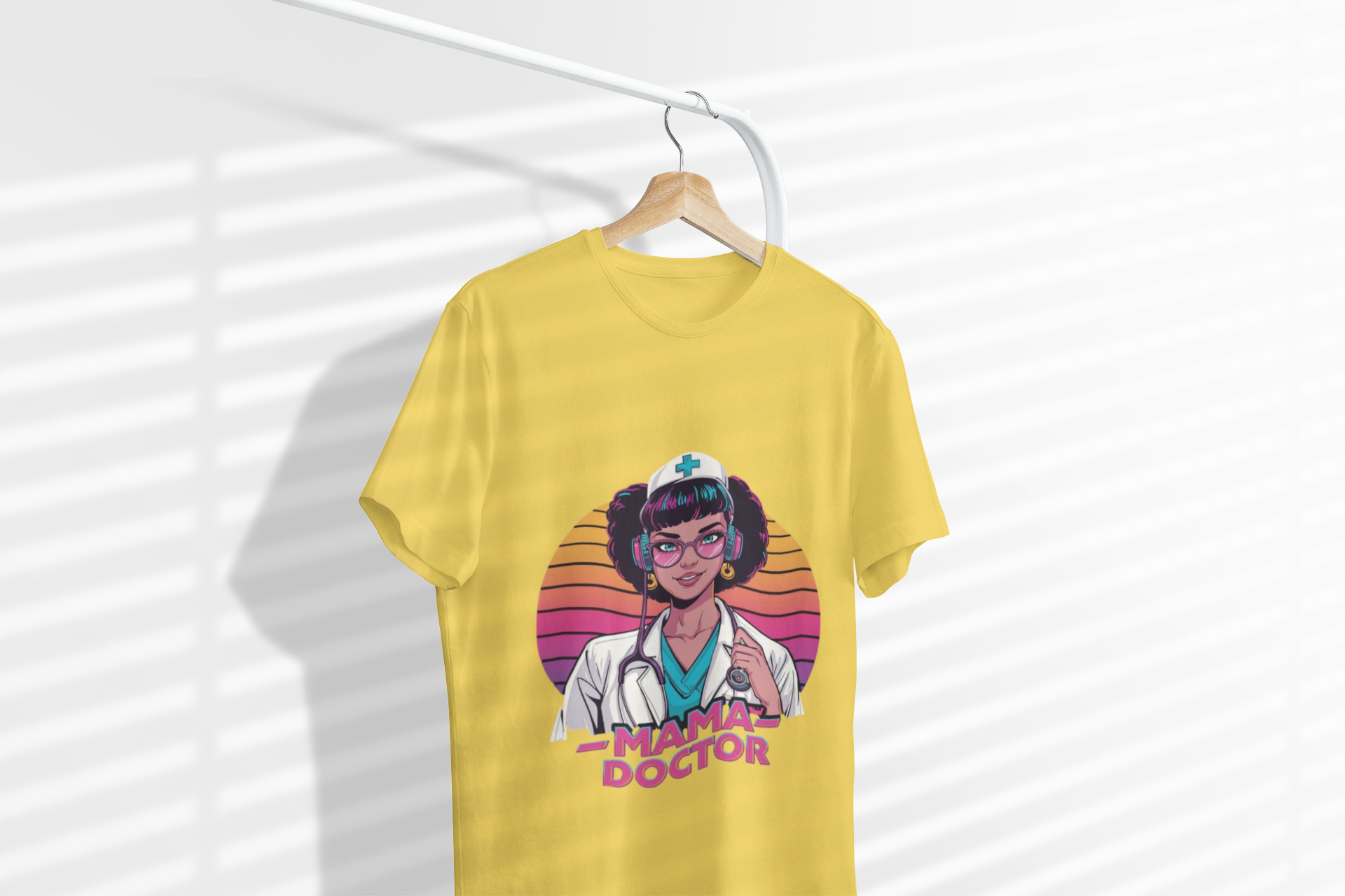 Mama Doctor Retrowave Cool Tshirt healthcare career style shirt