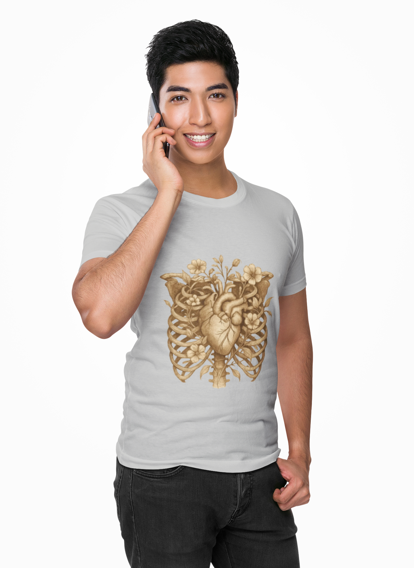 Anatomy Botanical Heart Sepia Tee Art of Medicine sepia 3