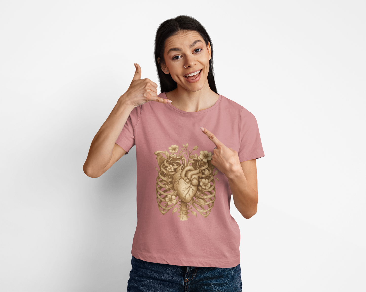 Anatomy Botanical Heart Sepia Tee Art of Medicine sepia 4