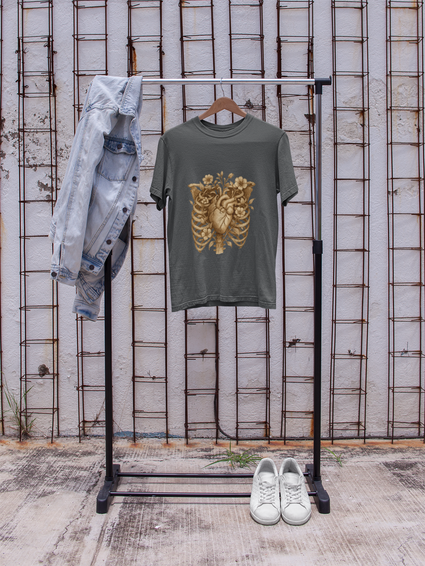 Anatomy Botanical Heart Sepia Tee - Medical Art Apparel