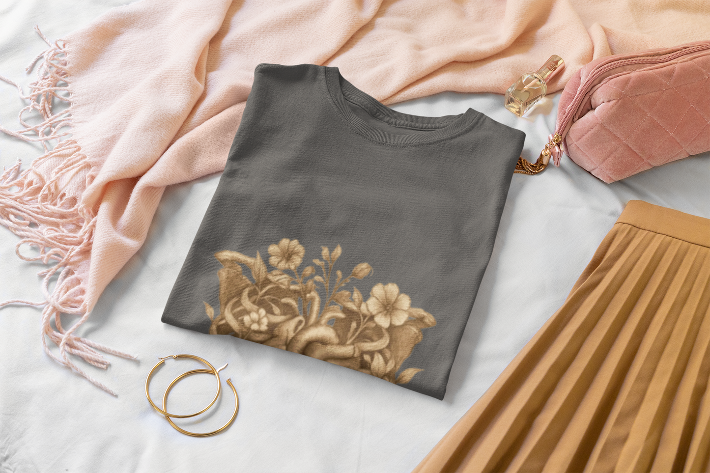 Anatomy Botanical Heart Sepia Tee - Medical Art Apparel