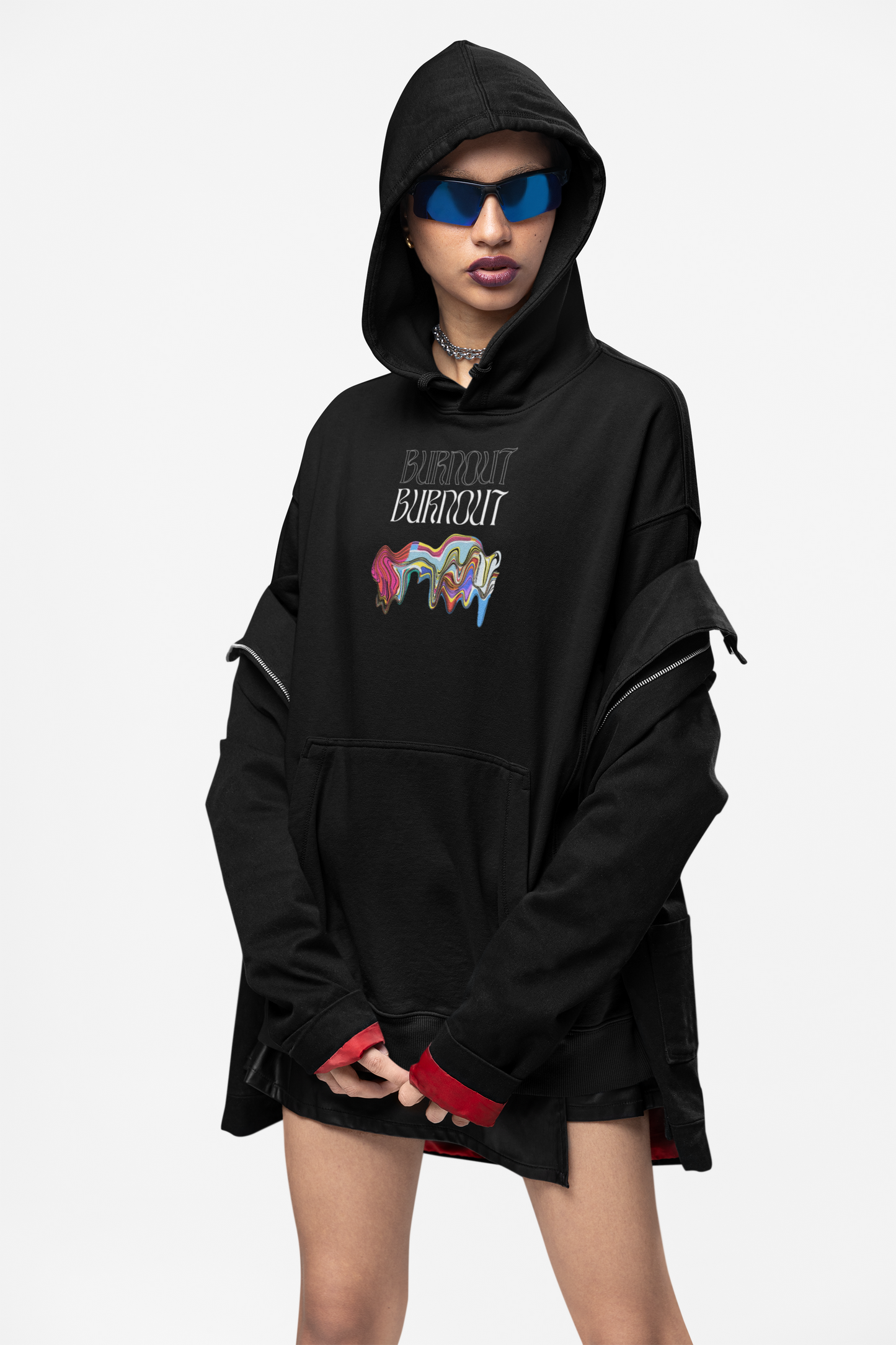 Burnout Zip Hoodie medical art apparel streetwear