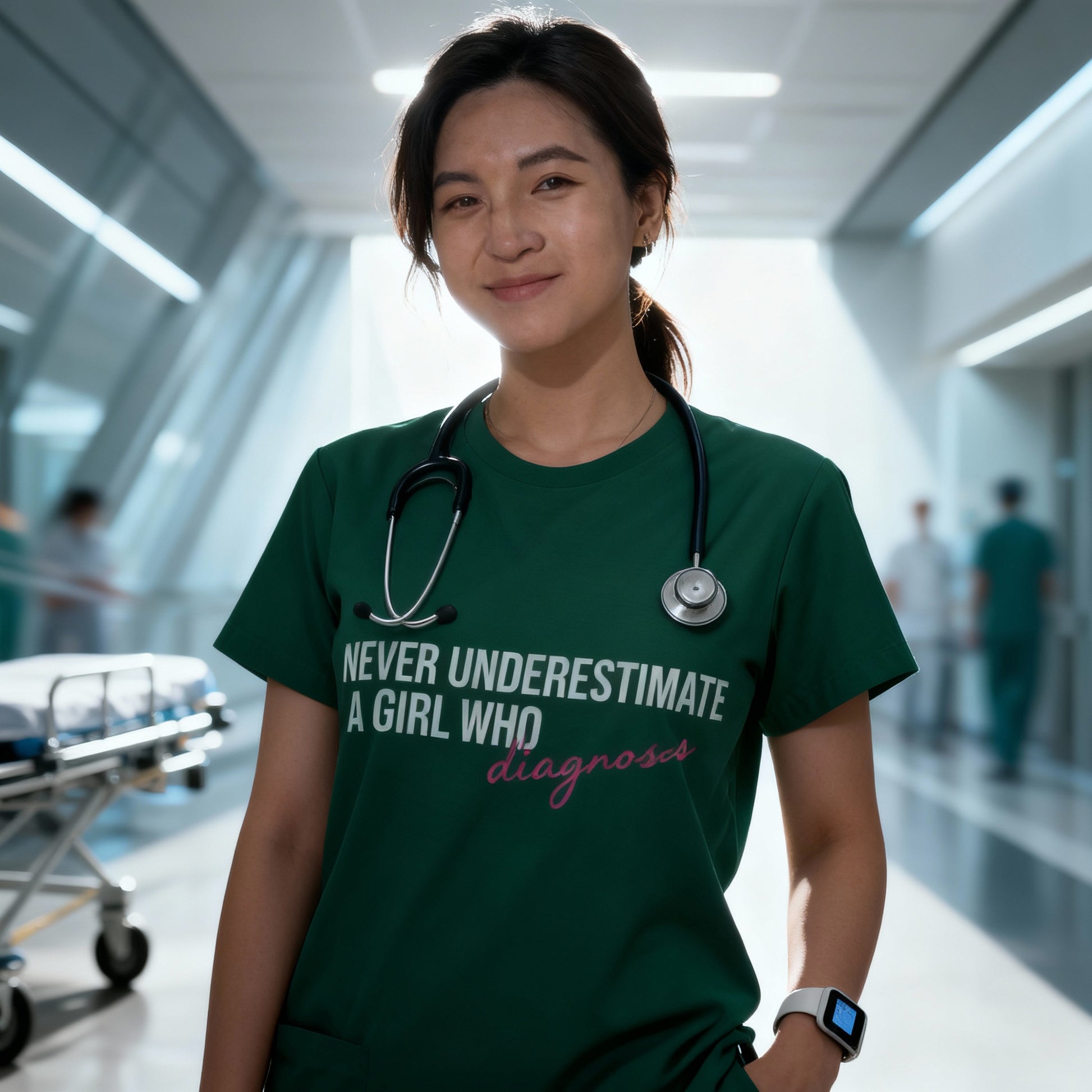 Never Underestimate a Girl Who Diagnoses Tee statement shirt