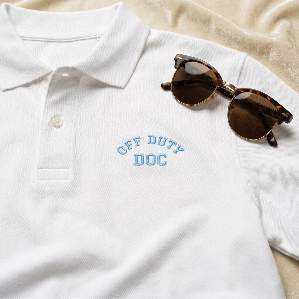 Embroidered "Off Duty" Polo Shirt