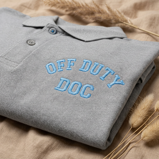 Embroidered "Off Duty" Polo Shirt