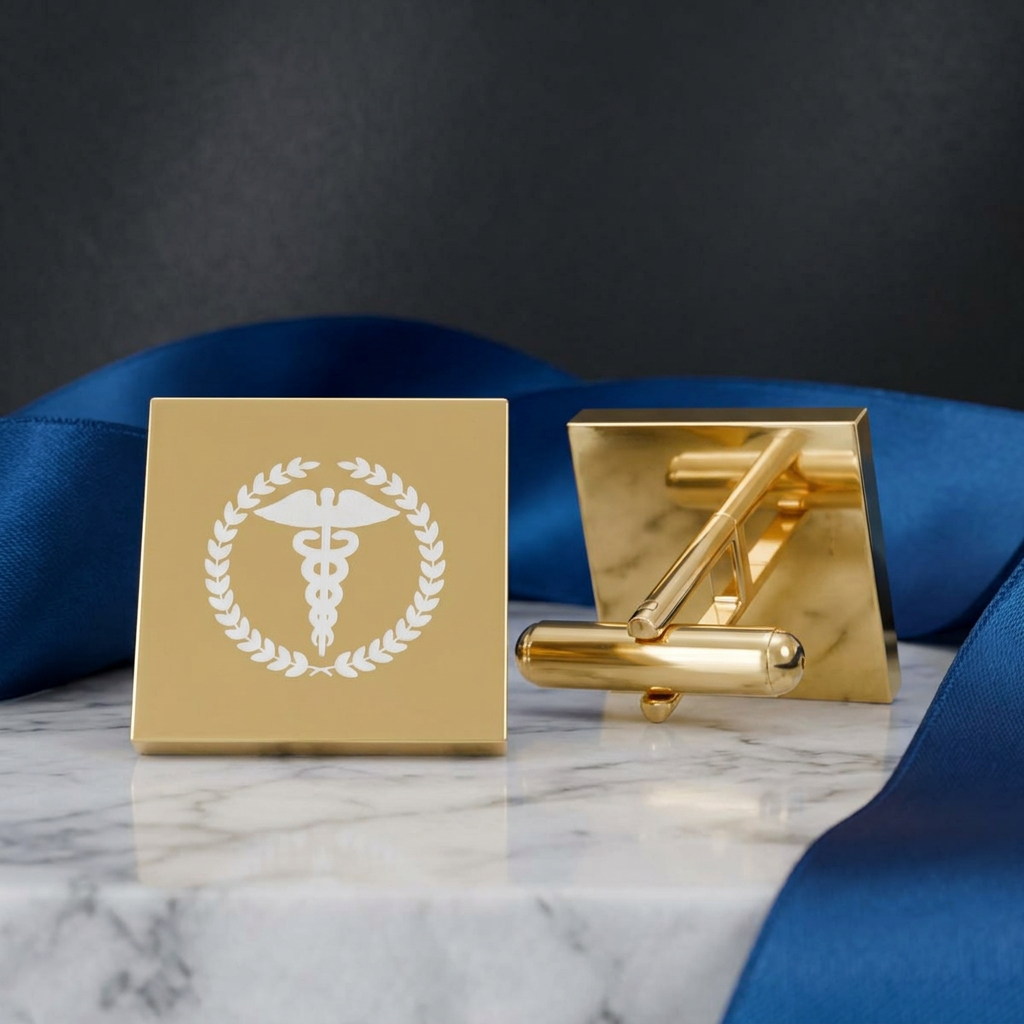 Gold Medical Caduceus Cufflinks